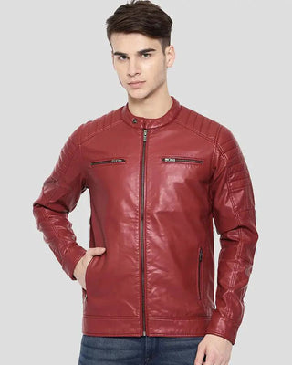 Men's Cooper Red Quilted Leather Jacket