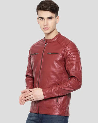 Men's Cooper Red Quilted Leather Jacket – view 2