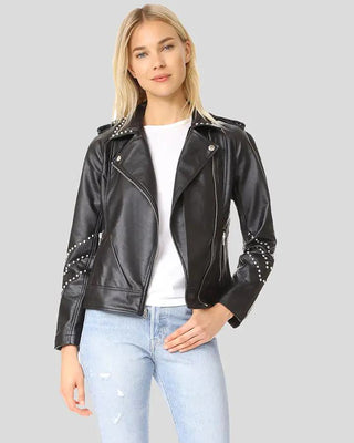 Women's Dani Black Studded Leather Jacket