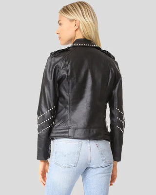 Women's Dani Black Studded Leather Jacket – view 2