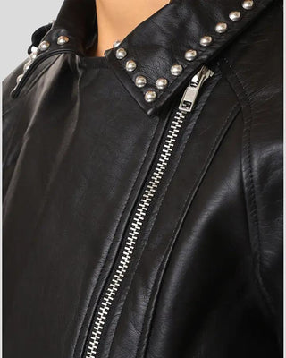 Women's Dani Black Studded Leather Jacket – view 4