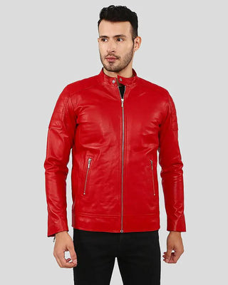 Men's Declan Red Racer Leather Jacket