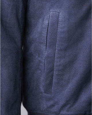 Men's Demir Blue Suede Bomber Leather Jacket – view 5