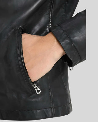Men's Dion Black Motorcycle Leather Jacket – view 4