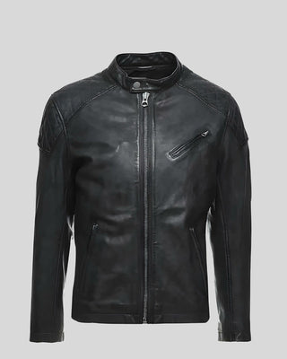 Men's Dion Black Motorcycle Leather Jacket – view 5