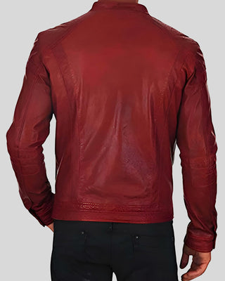 Men's Dominic Red Racer Leather Jacket – view 2