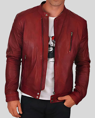 Men's Dominic Red Racer Leather Jacket
