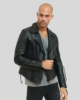 Men's Dylan Black Motorcycle Leather Jacket