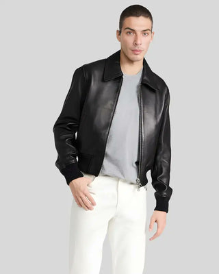 Men's Ethan Classic Leather Bomber Jacket – view 2