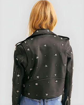 Women's Eva Black Studded Leather Jacket – view 2