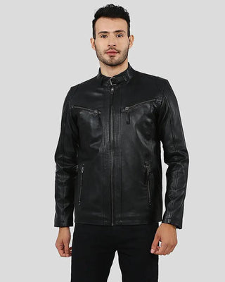 Men's Everet Black Racer Leather Jacket