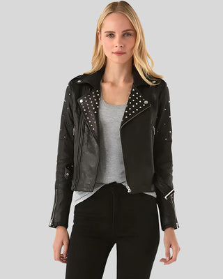 Women's Ezra Black Studded Leather Jacket