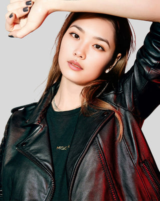 Women's Raven Black Quilted Biker Leather Jacket – view 2