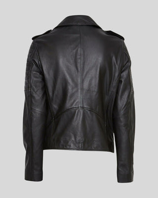 Women's Raven Black Quilted Biker Leather Jacket – view 4