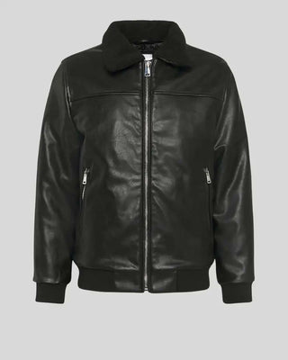 Men's Jett Black Bomber Leather Jacket – view 3