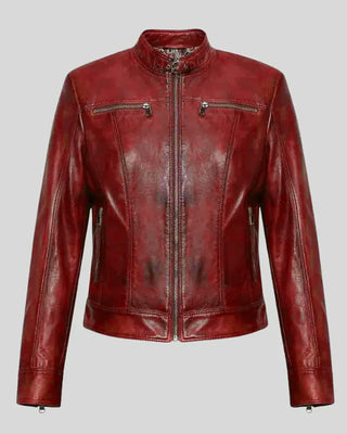 Women's Hazal Red Racer Leather Jacket – view 5