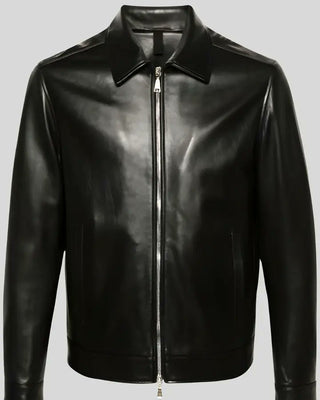 Men's Jackson Black Slim Fit Leather Racer Jacket – view 4