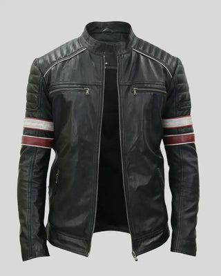 Men's Wyatt Black Quilted Leather Racer Jacket – view 4