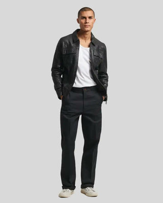 Men's Landon Black Racer Leather Jacket – view 3