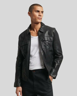 Men's Landon Black Racer Leather Jacket