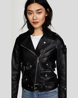 Women's Florence Black Biker Leather Jacket