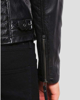 Men's Greg Black Leather Racer Jacket – view 3