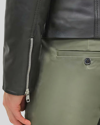Men's Hung Black Racer Leather Jacket – view 3