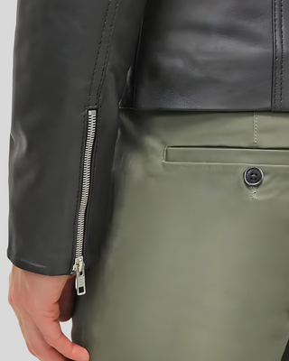 Hung Black Racer Leather Jacket