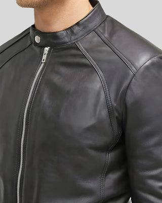Men's Hung Black Racer Leather Jacket – view 5