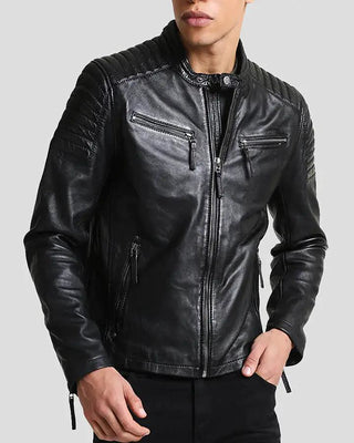 Men's Lester Black Racer Leather Jacket