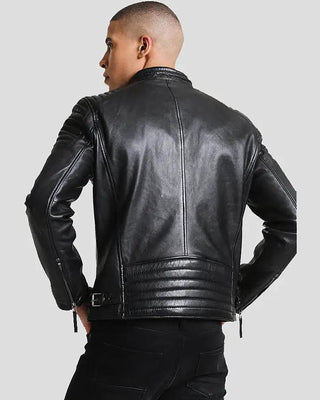 Men's Lester Black Racer Leather Jacket – view 2