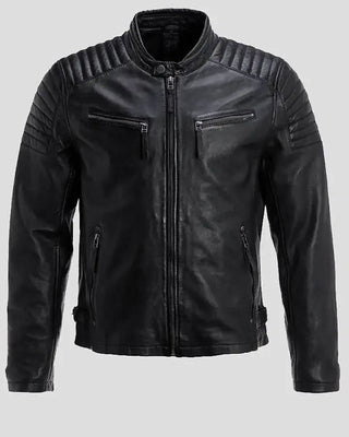 Men's Lester Black Racer Leather Jacket – view 5