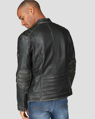 Men's Lucas Black Motorcycle Leather Jacket – view 2