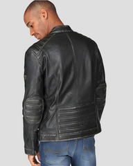 Lucas Black Motorcycle Leather Jacket 1