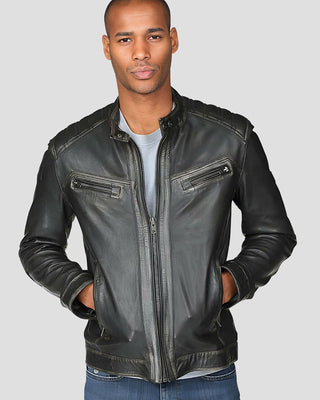 Men's Lucas Black Motorcycle Leather Jacket