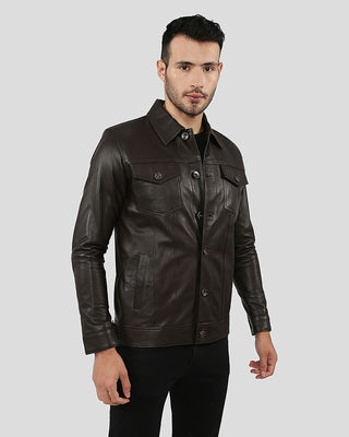 Men's Legend Brown Racer Leather Jacket – view 2