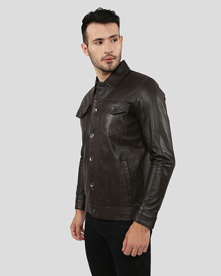 Men's Legend Brown Racer Leather Jacket – view 3