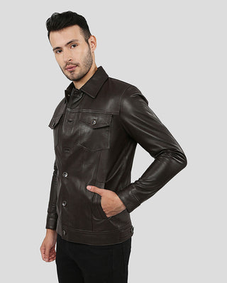 Men's Legend Brown Racer Leather Jacket – view 4