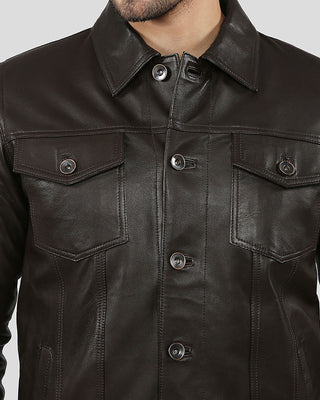 Men's Legend Brown Racer Leather Jacket – view 6