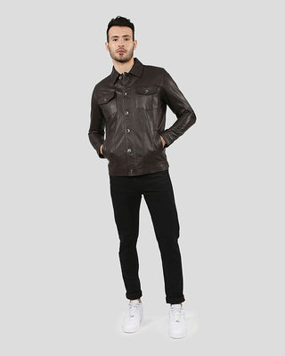 Men's Legend Brown Racer Leather Jacket – view 7