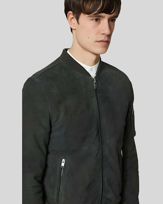 Men's Lucy Dark Green Suede Bomber Leather Jacket