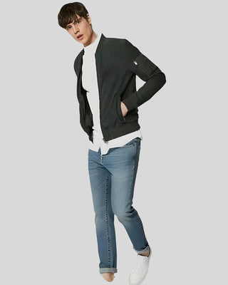 Men's Lucy Dark Green Suede Bomber Leather Jacket – view 2