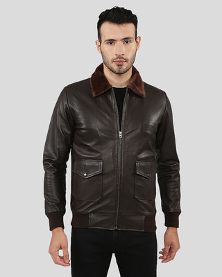 Men's Darius Brown Bomber Leather Jacket – view 9