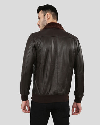 Men's Darius Brown Bomber Leather Jacket – view 4