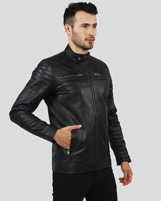 Men's Elon Black Motorcycle Leather Jacket – view 9