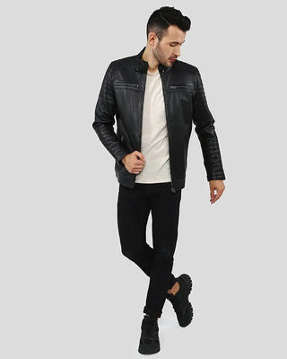 Men's Elon Black Motorcycle Leather Jacket – view 4