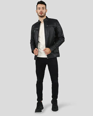 Men's Elon Black Motorcycle Leather Jacket – view 5