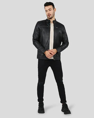 Men's Elon Black Motorcycle Leather Jacket – view 6