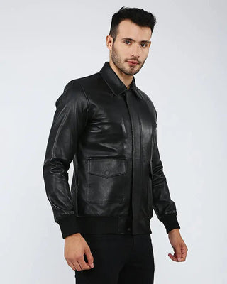 Men's Wilt Black Bomber Leather Jacket – view 6