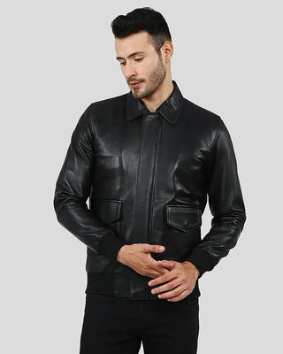 Men's Wilt Black Bomber Leather Jacket – view 7